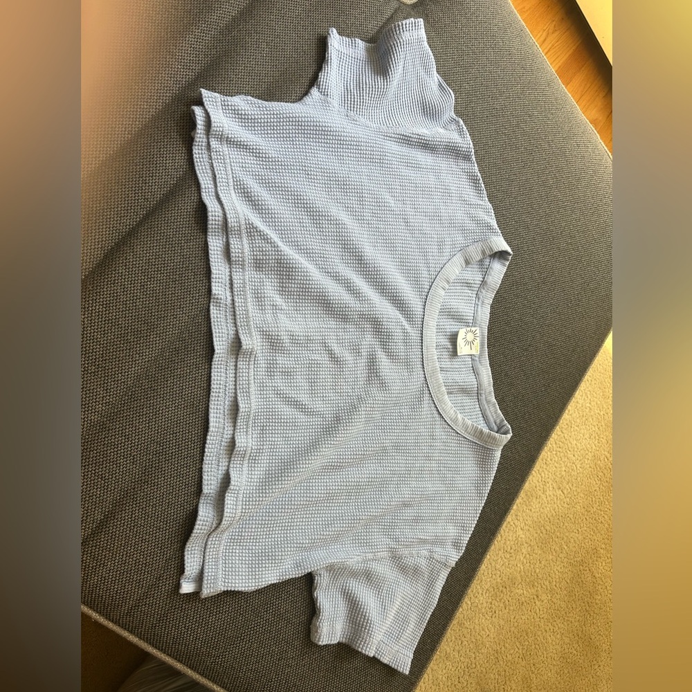 Light Blue Waffle Knit Top